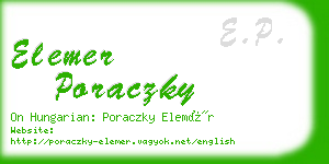 elemer poraczky business card